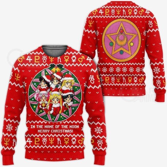 Sailor Moon Characters Anime Xmas Wool Knitted Ugly Sweater