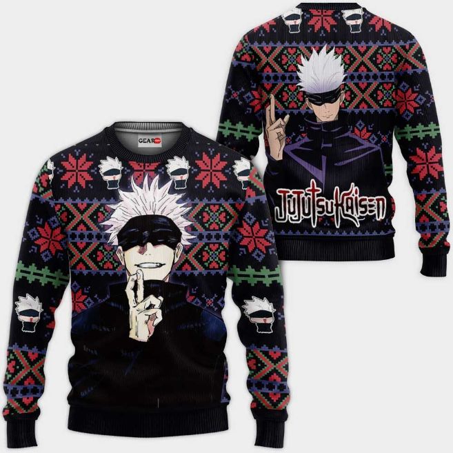 Satoru Gojo Anime Jujutsu Kaisen Xmas Ugly Christmas Knitted Sweater