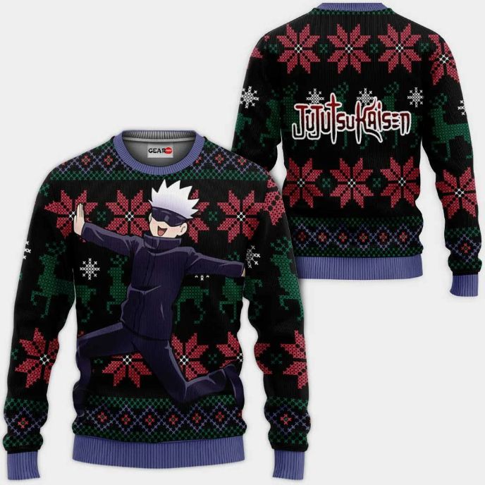 Satoru Gojo Funny Jujutsu Kaisen Xmas Ugly Christmas Knitted Sweater