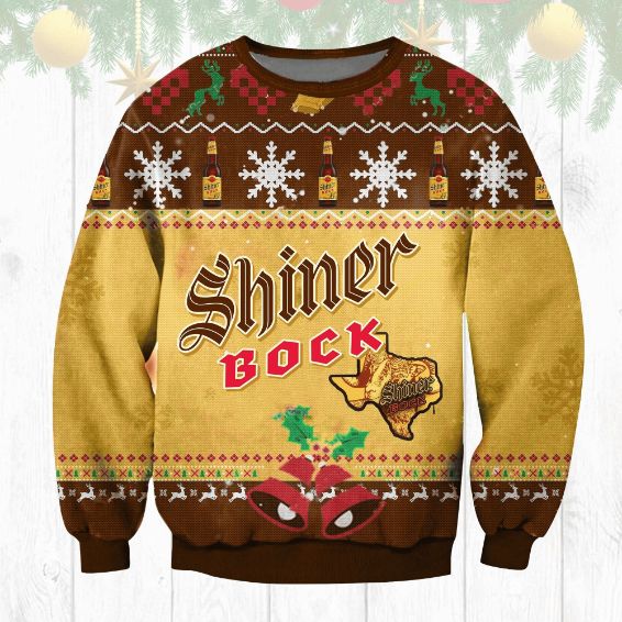 Shiner Bock Texas Beer Ugly Xmas Wool Knitted Sweater