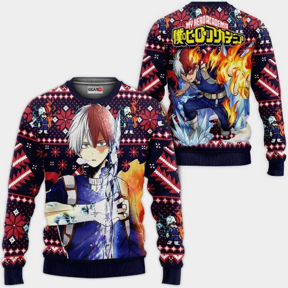 Shoto Todoroki Anime My Hero Academia Xmas Ugly Christmas Knitted Sweater