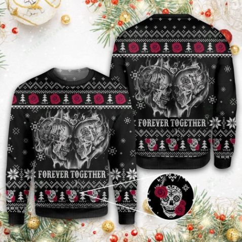 Skull Forever Together Ugly Xmas Wool Knitted Sweater