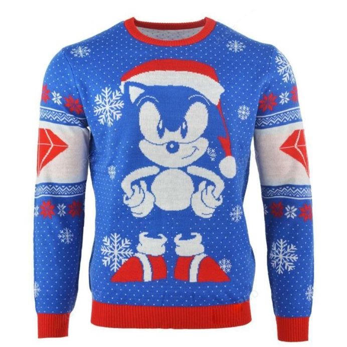 Sonic The Hedgehog Sonic Gem Ugly Xmas Wool Knitted Sweater - Teeruto