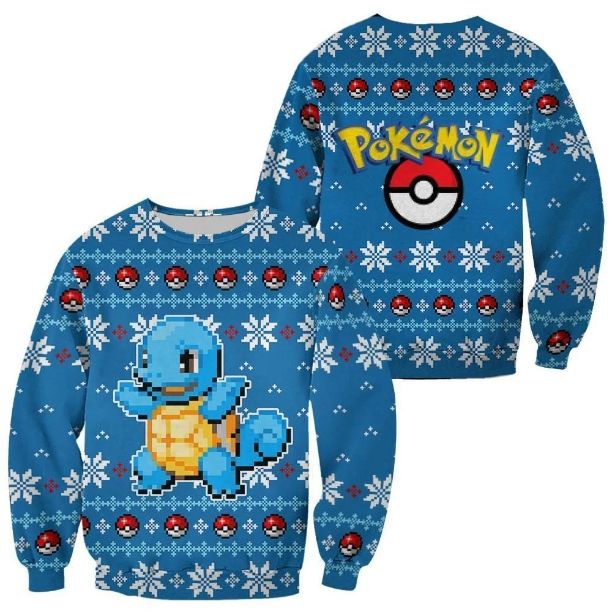 Squirtle Pokemon Xmas Ugly Christmas Knitted Sweater