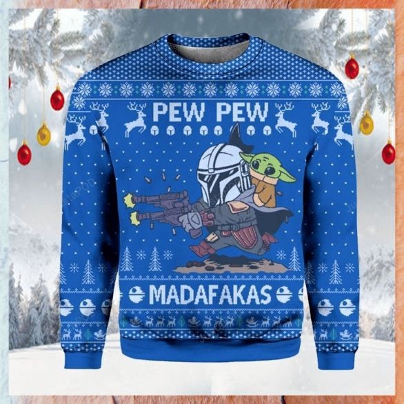 Star Wars Pew Pew Madafakas Baby Yoda Ugly Xmas Wool Knitted Sweater