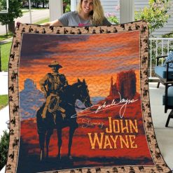 Starring John Wayne Vr Quilt Blanket