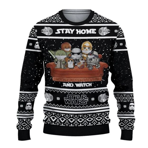 Stay Home and Watch Star Wars Movies Ugly Christmas Sweater