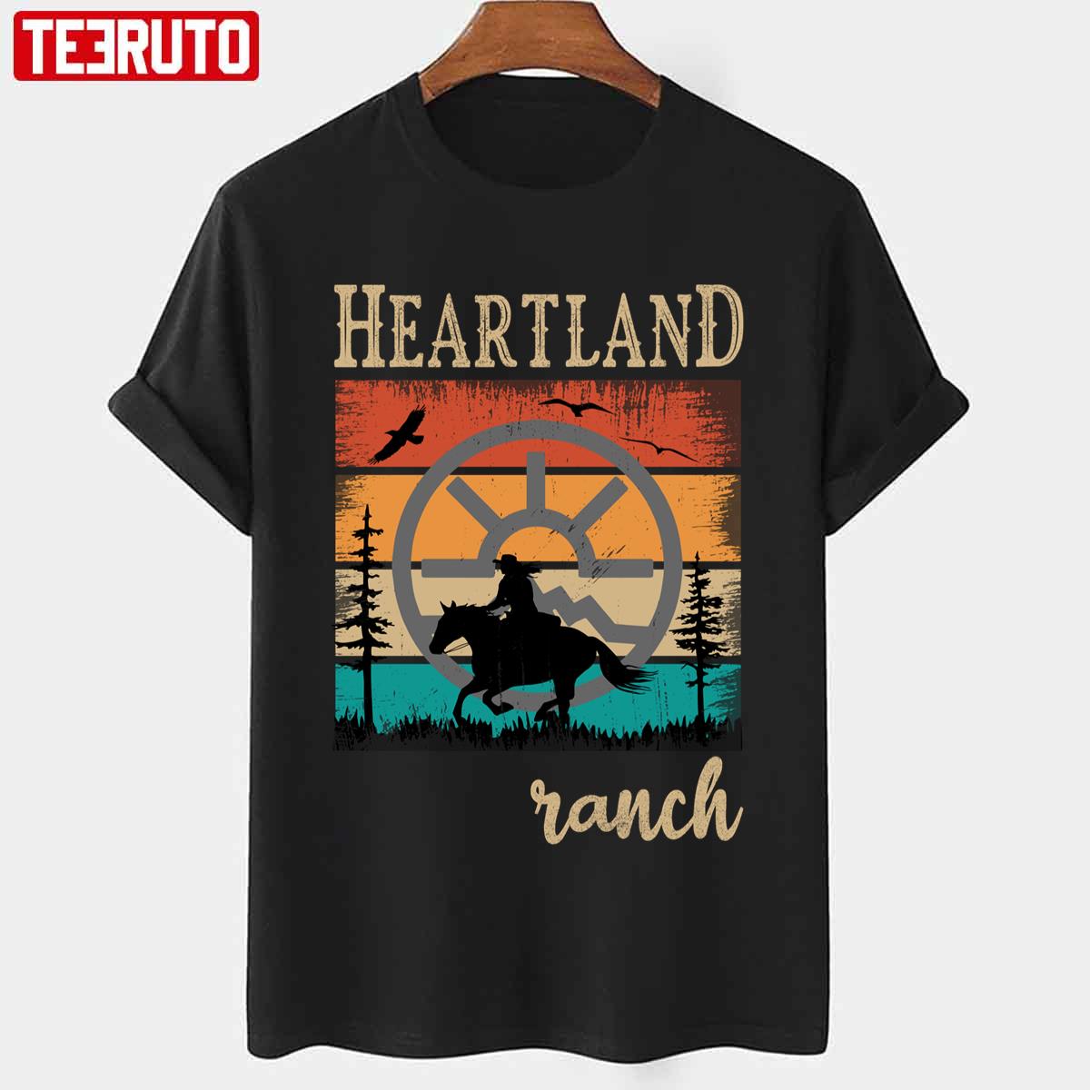 Sunset Heartland Ranch Retro Vintage Horse Lovers Horse Owner Unisex T-shirt