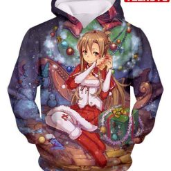 Sword Art Online Yuuki Asuna Promo Christmas Theme Cool Graphic – Sword Art Online Hd 3d Aop Hoodie