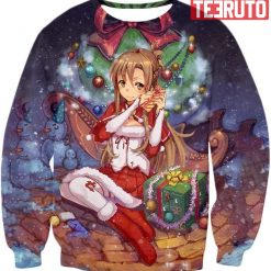 Sword Art Online Yuuki Asuna Promo Christmas Theme Cool Graphic – Sword Art Online Sw 3D AOP Sweatshirt