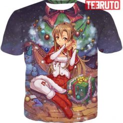 Sword Art Online Yuuki Asuna Promo Christmas Theme Cool Graphic – Sword Art Online Tee 3D AOP T-Shirt