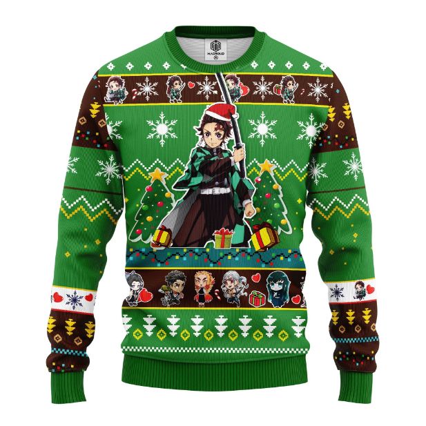 Tanjiro Kamado Demon Slayer Anime Ugly Christmas Wool Knitted Sweater ...