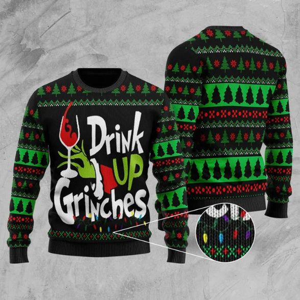 The Grinch Xmas Drink Up Grinches Ugly Christmas Sweater
