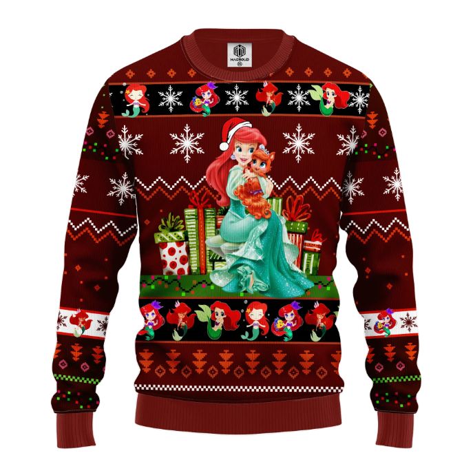 The Little Mermaid Ariel Princess Ugly Christmas Wool Knitted Sweater ...