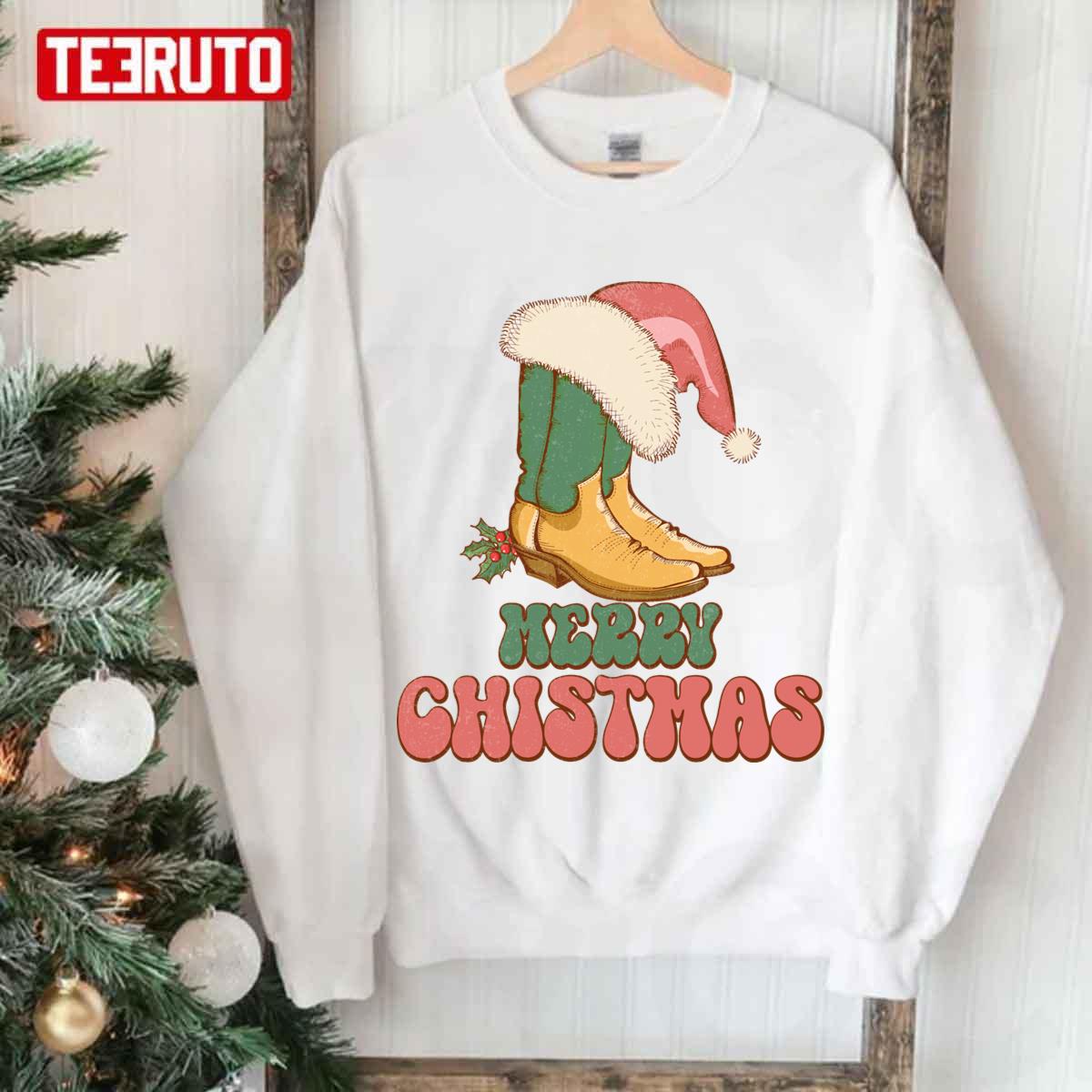 The Retro Boots Western Christmas Merry Christmas Unisex Sweatshirt
