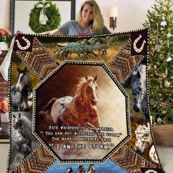 The Warrior Whispered Back I Am The Storm Horse Quilt Blanket
