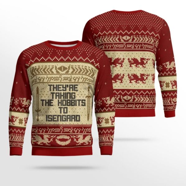 They’re Taking The Hobbits To Isengard LOTR Funny Ugly Christmas Knitted Sweater