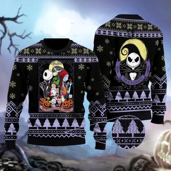 This Is Halloween The Nightmare Before Christmas Ugly Xmas Wool Knitted Sweater