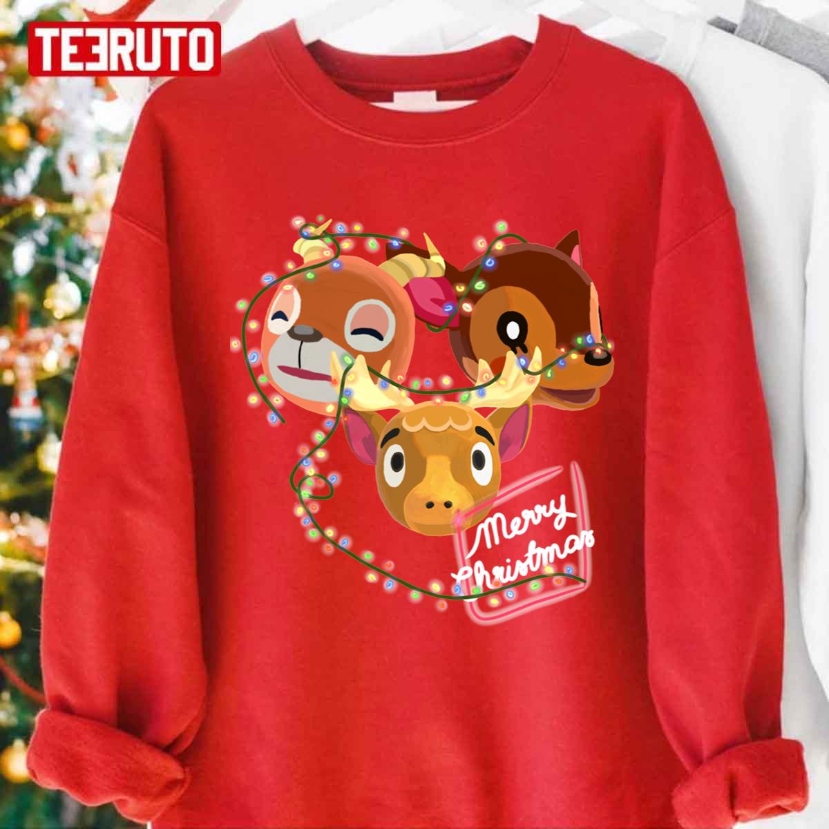 Three Deer Merry Christmas Animal Crossing Christmas Unisex Sweatshirt