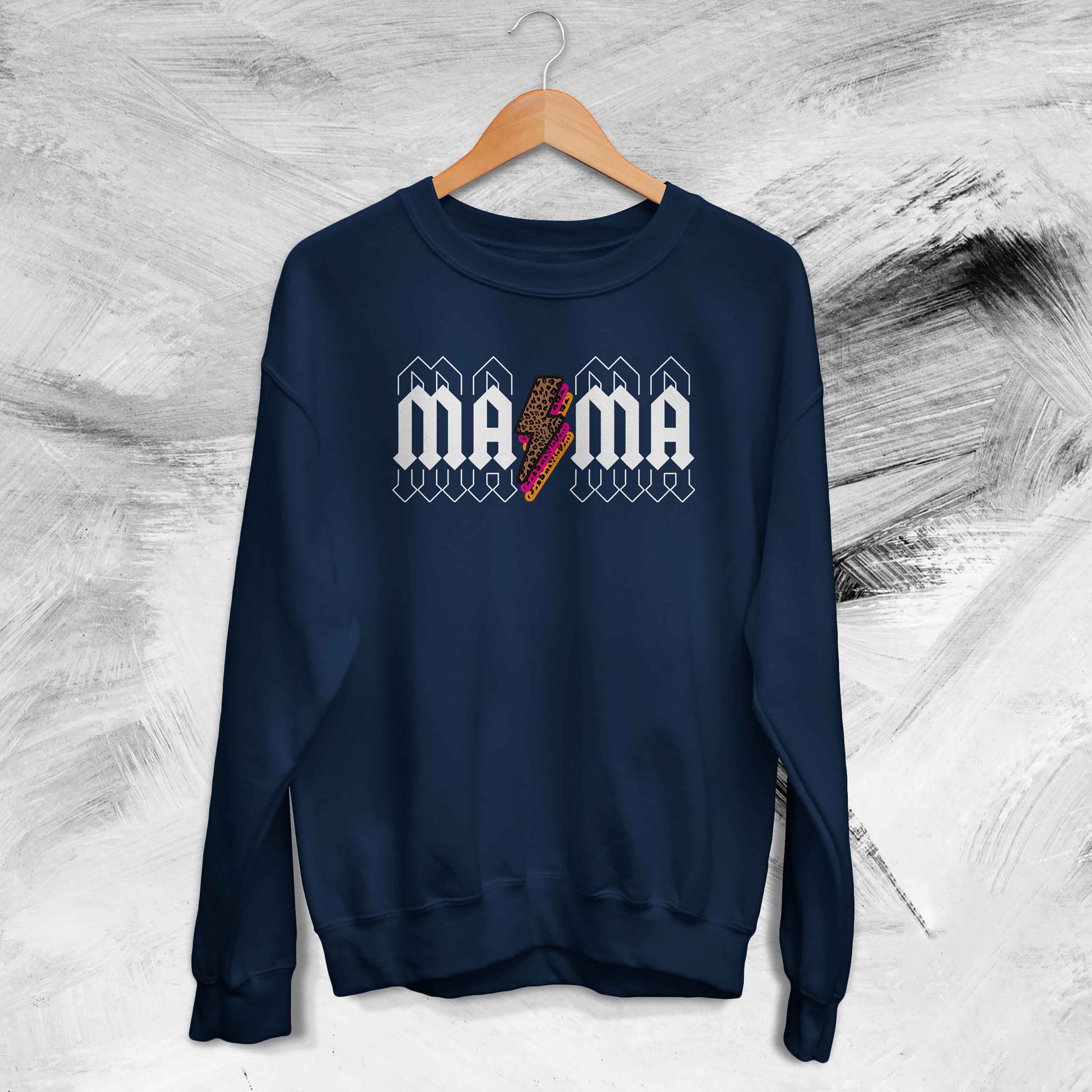 Thunder Light Mama Rockin’ Mama Vintage Mama Leopard Acdc Unisex Sweatshirt