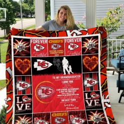 To My Granddaughter Love Grandpa Kansas City Chiefs Quilt Blanket