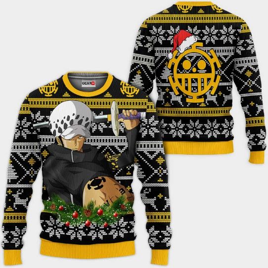 Trafalgar Law One Piece Anime Xmas S Ugly Christmas Knitted Sweater