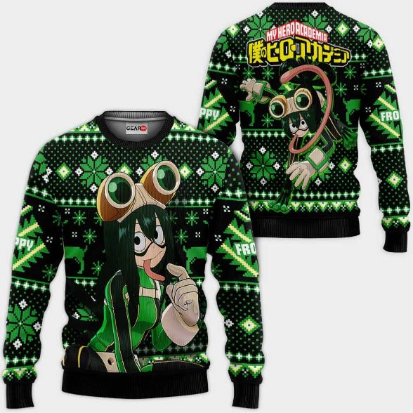 Tsuyu Asui Anime My Hero Academia Xmas Ugly Christmas Knitted Sweater