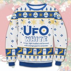 Ufo White Beer Ugly Christmas Wool Knitted Sweater