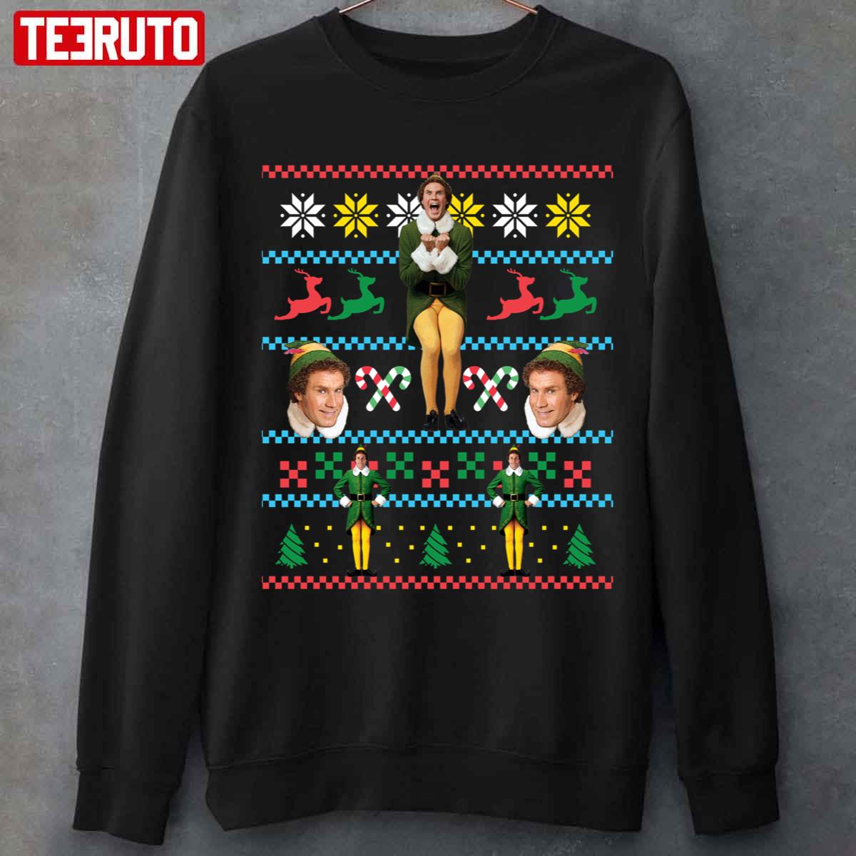 Ugly Christmas Design Xmas Movie Buddy The Elf Will Ferrell Unisex Sweatshirt
