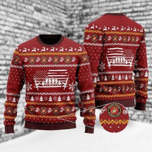 U.S Marine Corps Soldiers Ugly Xmas Wool Knitted Sweater