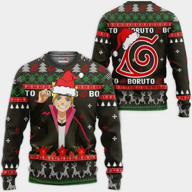 Uzumaki Brt Brt Anime Xmas Ugly Christmas Knitted Sweater