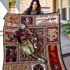 Watching Ncaa Florida State Seminoles Combined Green Quilt Blanket