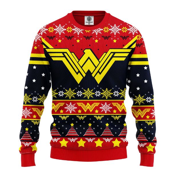 Wonder Woman Logo DC Comics Merry Xmas Ugly Knitted Sweater