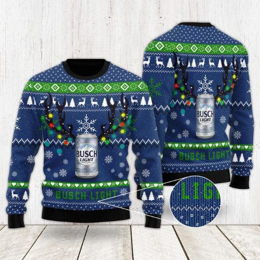 Xmas Deer Busch Light Ugly Christmas Sweater