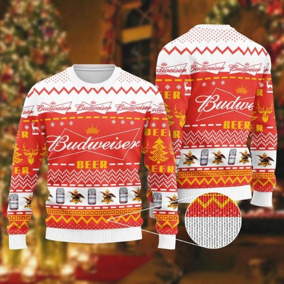 Xmas Drink Lover Gifts, Budweiser Beer Ugly Christmas Sweater