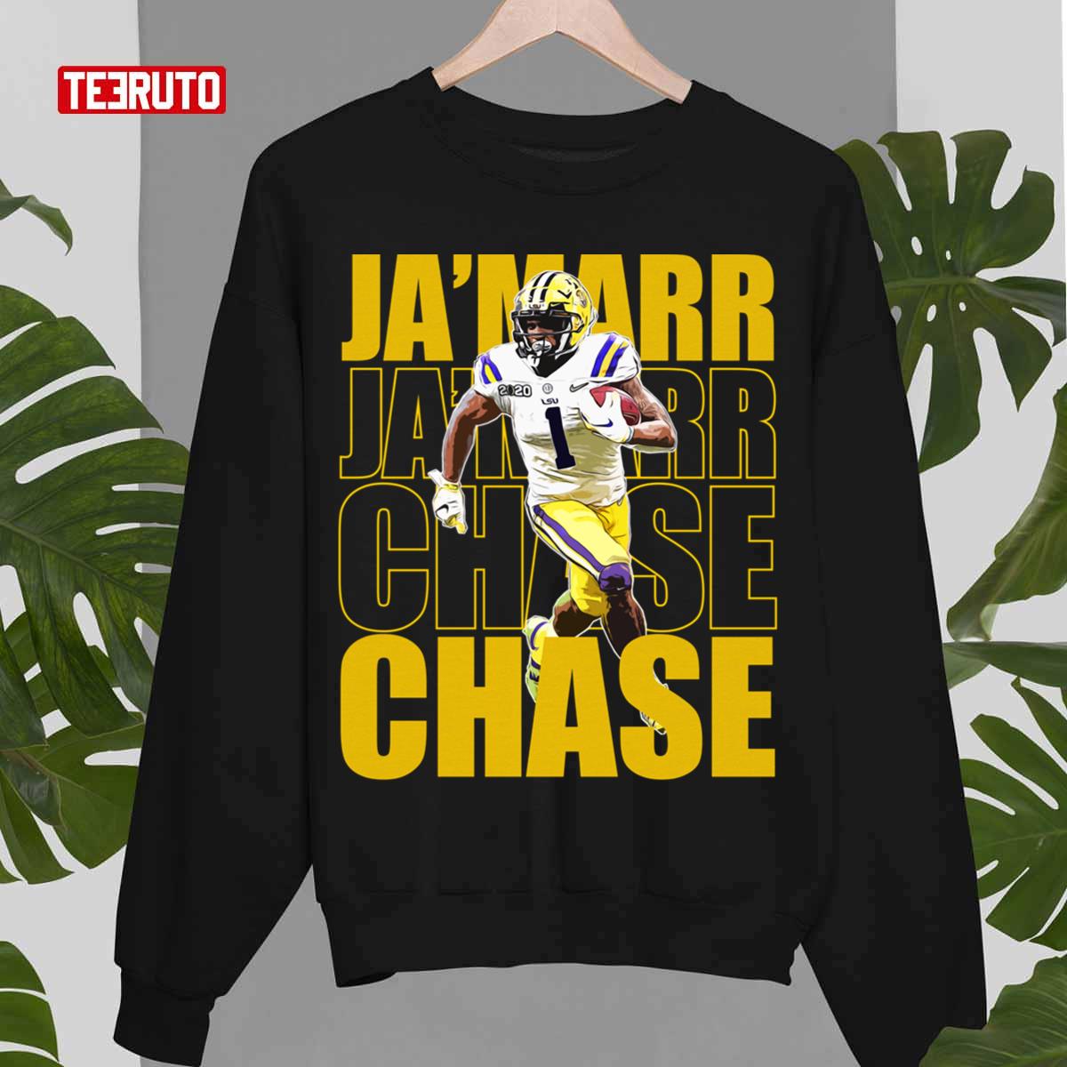 Yellow Art Ja’marr Chase Typography Cincinnati Bengals Unisex Sweatshirt