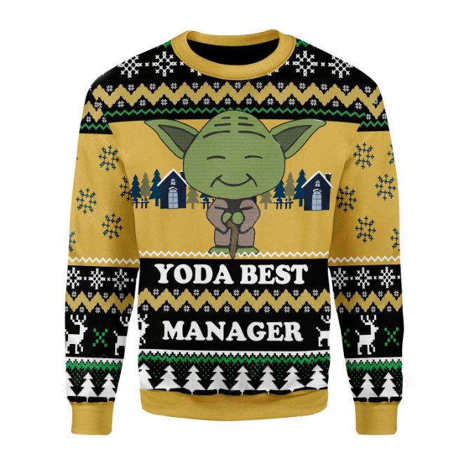 Yoda Best Manager Christmas Ugly Wool Knitted Sweater