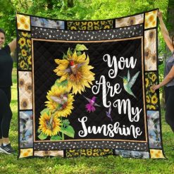 You Are My Sunshine Hummingbird Sunflower Quilt Blanket