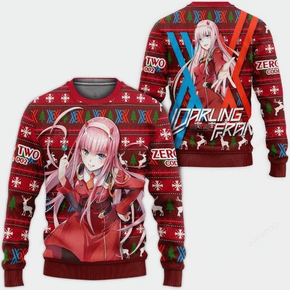 Zero Two Darling In The Franxx Anime Ugly Xmas Wool Knitted Sweater