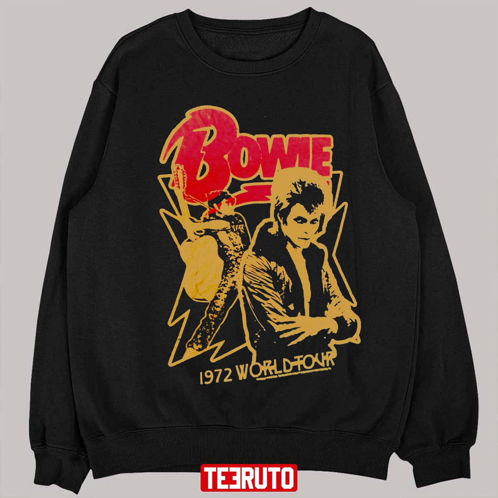 1972 World Tour David Bowie Portrait Unisex Sweatshirt