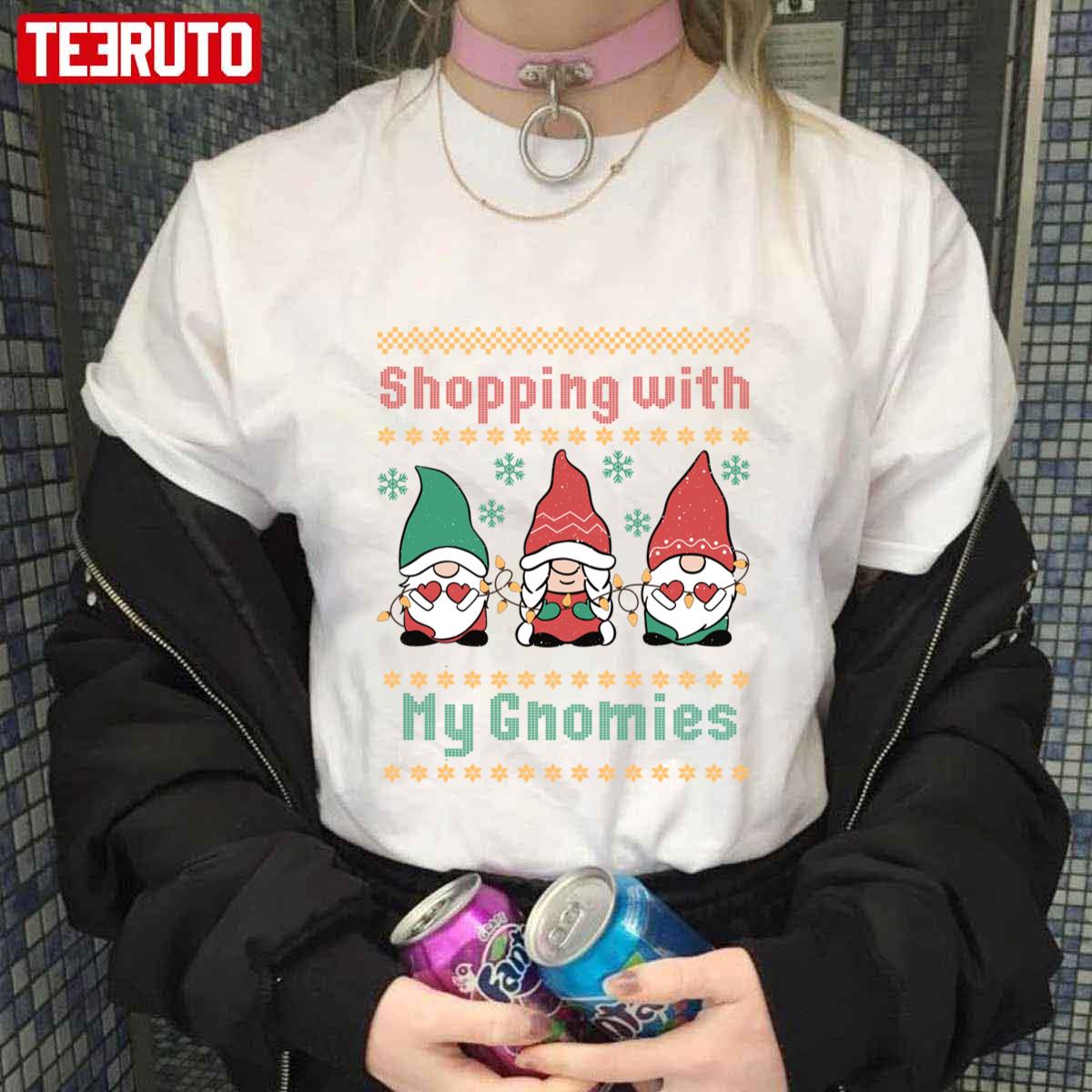 3 Cute Gnomes Shopping With My Gnomies Ugly Sweater Unisex Sweatshirt