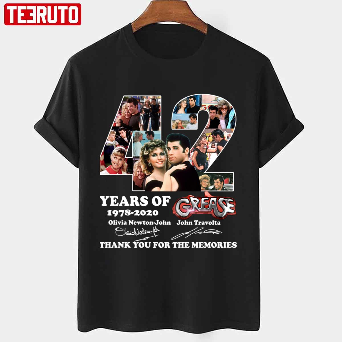 42 Years Of 1978 2020 Grease Musical Romantic Movie Funny Danny Zúkó Sandy Olsson Black Unisex T-shirt