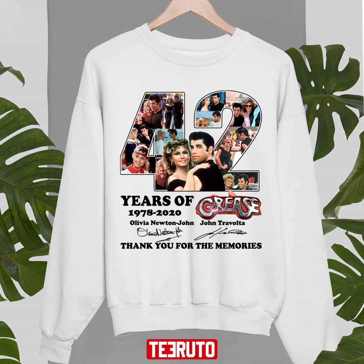 42 Years Of 1978 2020 Grease Musical Romantic Movie Funny Danny Zúkó Sandy Olsson White Unisex Sweatshirt