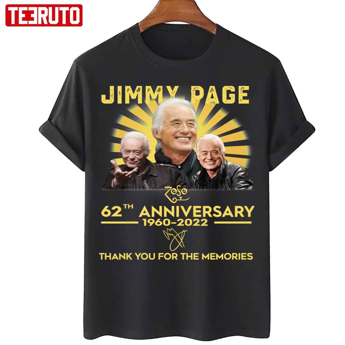 60th Anniversary 1960 2020 Thank You For The Memories Signature Jimmy Page Unisex T-Shirt