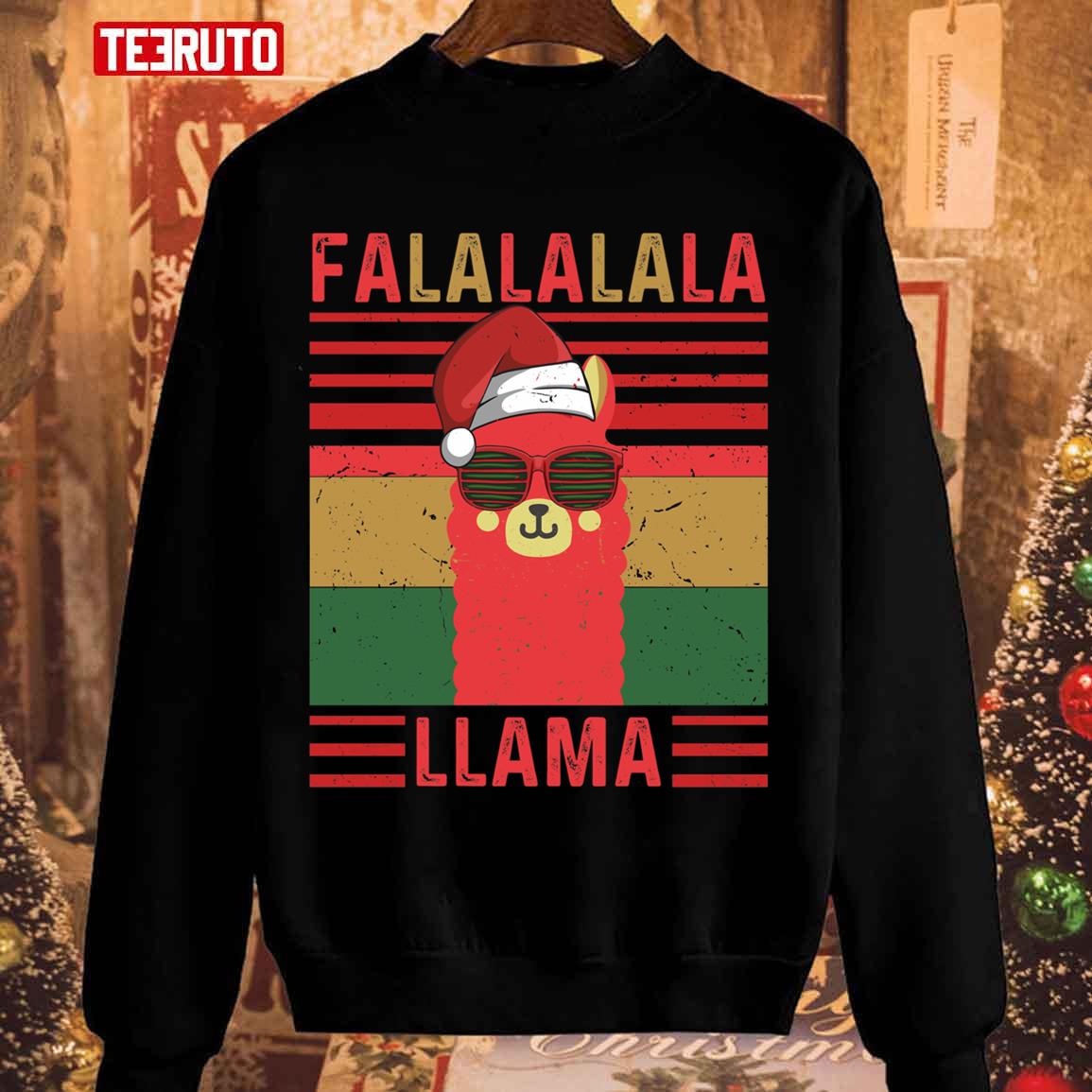 Adorable Funny Fa La La La La Llama Christmas Vintage Llama Xmas Animal Pun Unisex Sweatshirt