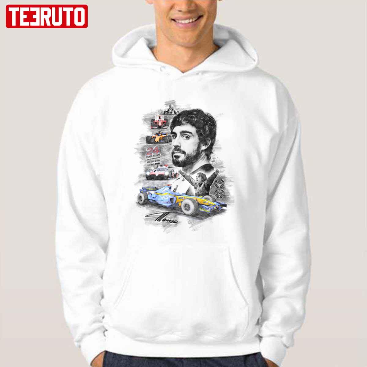 Aesthetic Portrait Fernando Alonso Iconic Car F1 Unisex Hoodie