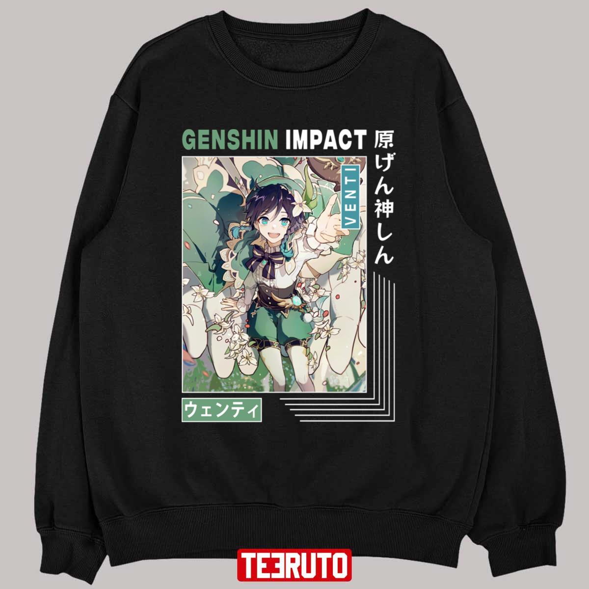 Anemo Character Venti Genshin Impact Vintage Design Unisex T-Shirt