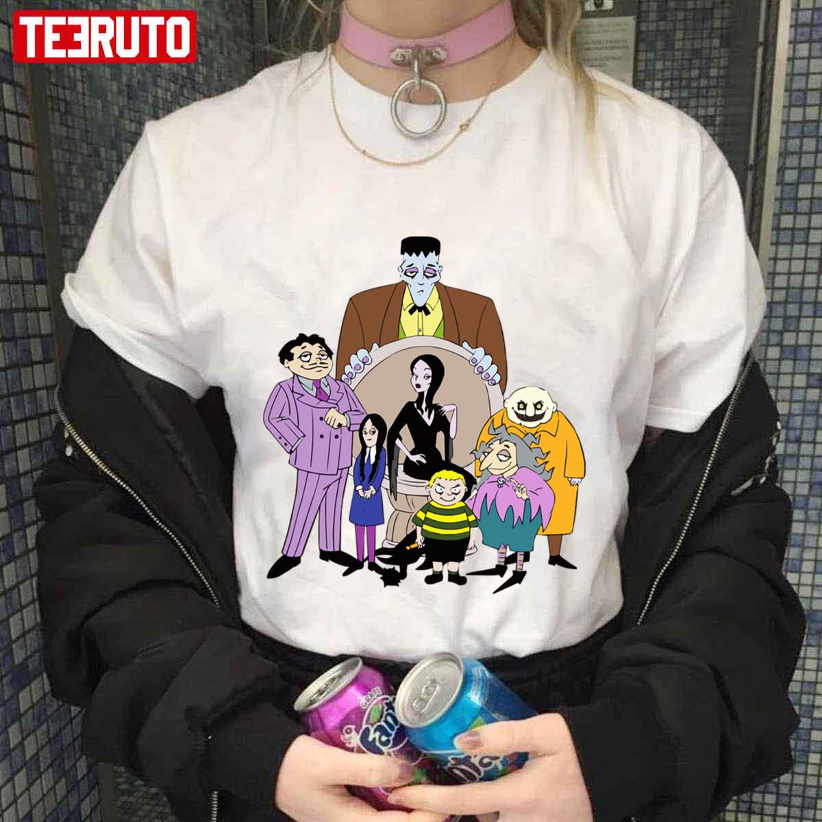 T-Shirt The Addams Family – Maglietta Uomo Donna Con Stampa Wednesday, Cartone Animato Divertente, Colore Nero