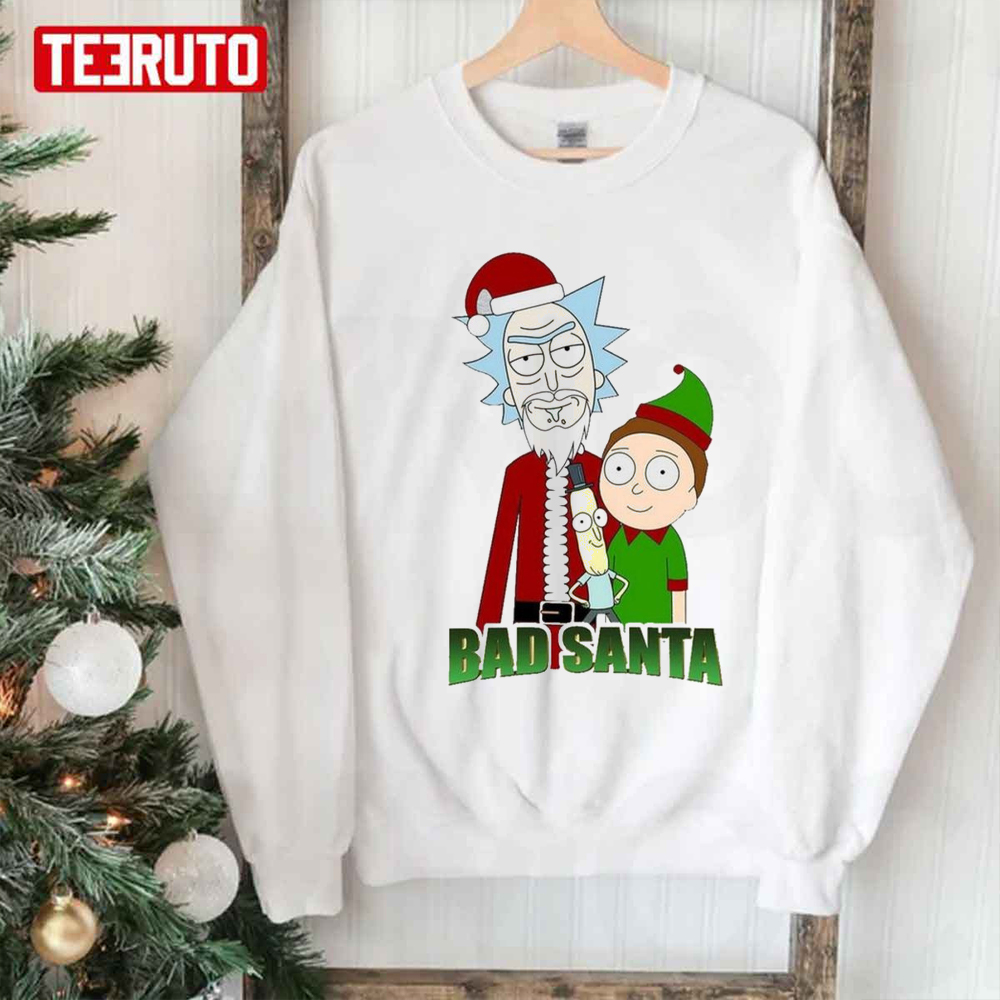 Bad Santa Rick And Morty Cartoon Christmas Unisex Sweatshirt