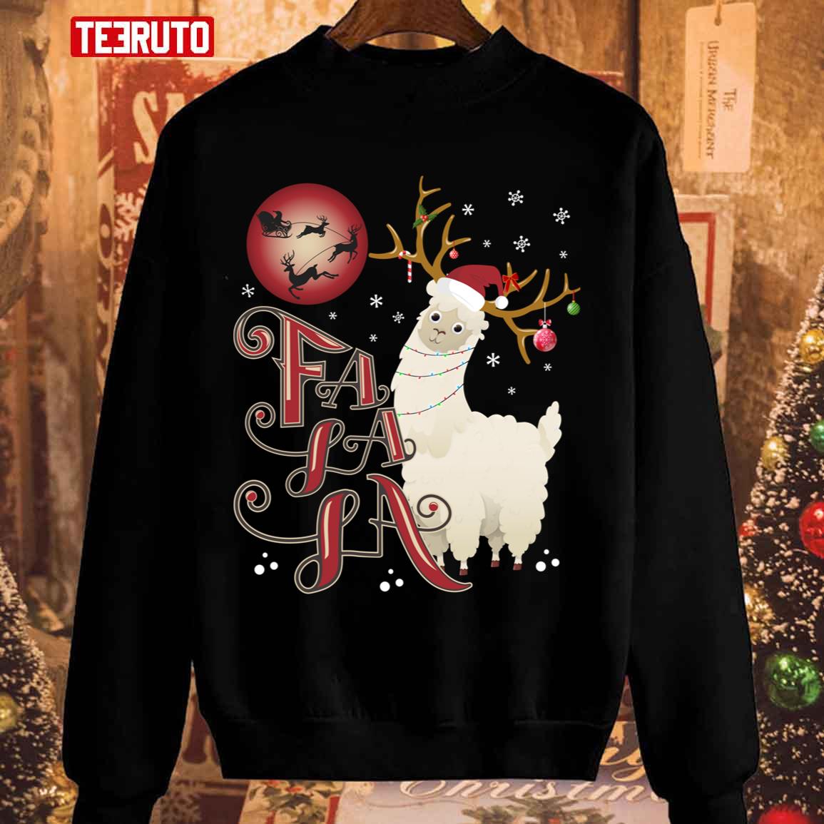 Beautiful Moon Christmas Fa La La Llama Unisex Sweatshirt